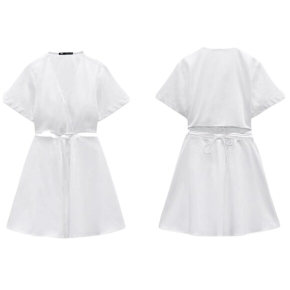 Zara Cut Out Poplin Dress SS22 WHITE 7385/084 - Picture 1 of 2